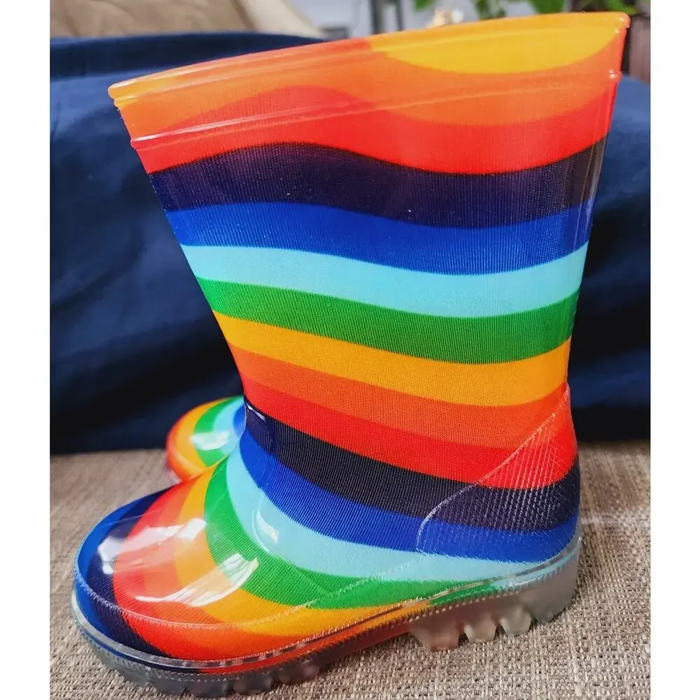 Jasom Girls Rainbow Rubber Rain Boot. Size 7 New with Original pkg. Style 86759